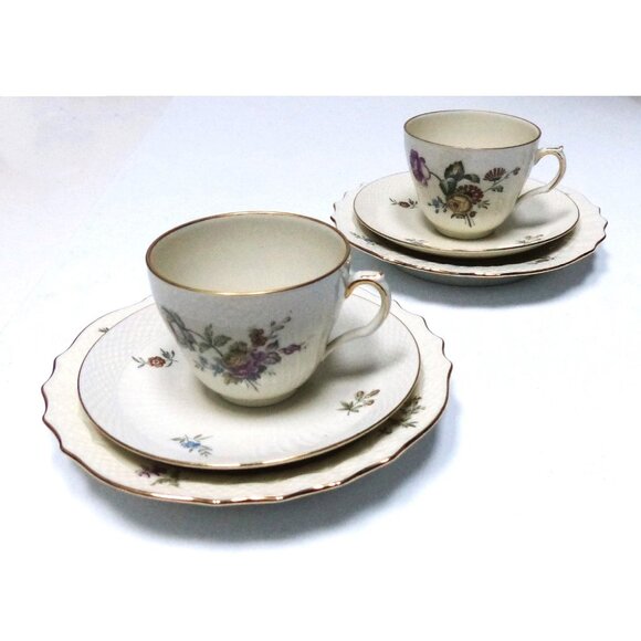 Two Place Settings Royal Copenhagen Frijsenborg Floral Porcelain Tea #910 1963 - Picture 9 of 9
